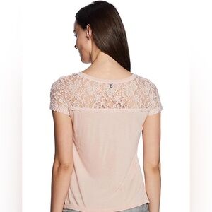 Pink Lace Short Sleeve Top
